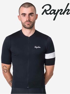 Rapha Black Core Cycling Jersey with White Sleeve Stripe